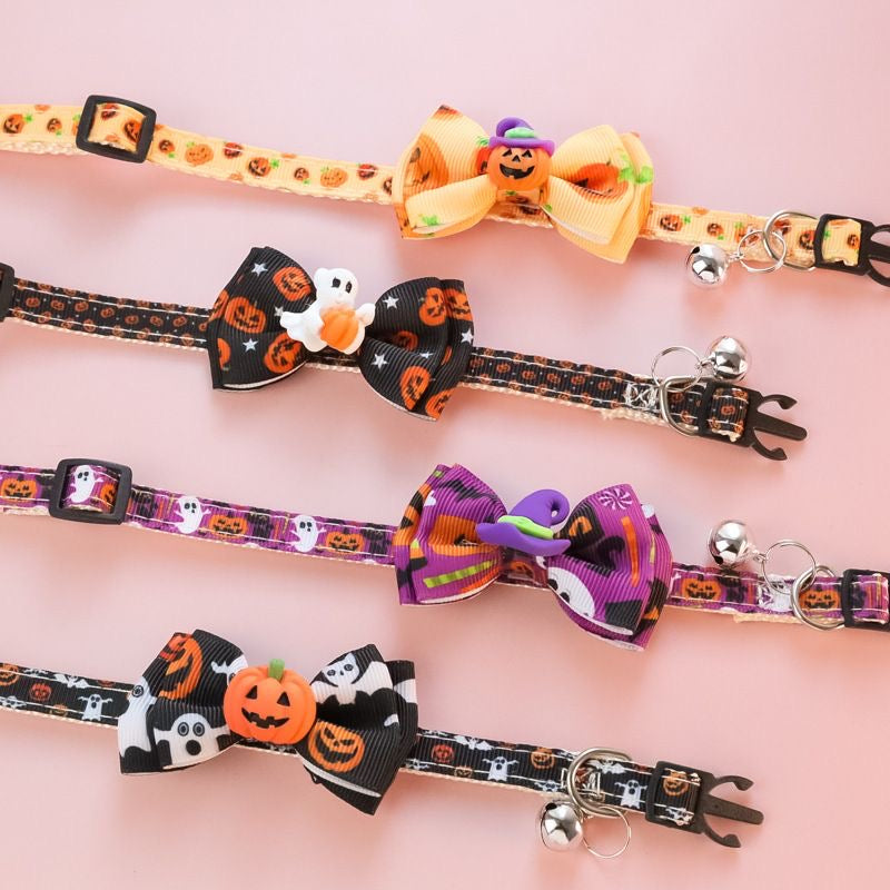 Spooky Bows Halloween Pet Collar Set