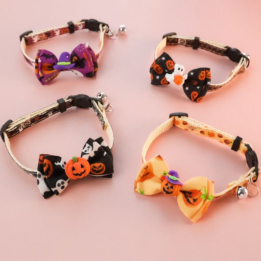 Spooky Bows Halloween Pet Collar Set