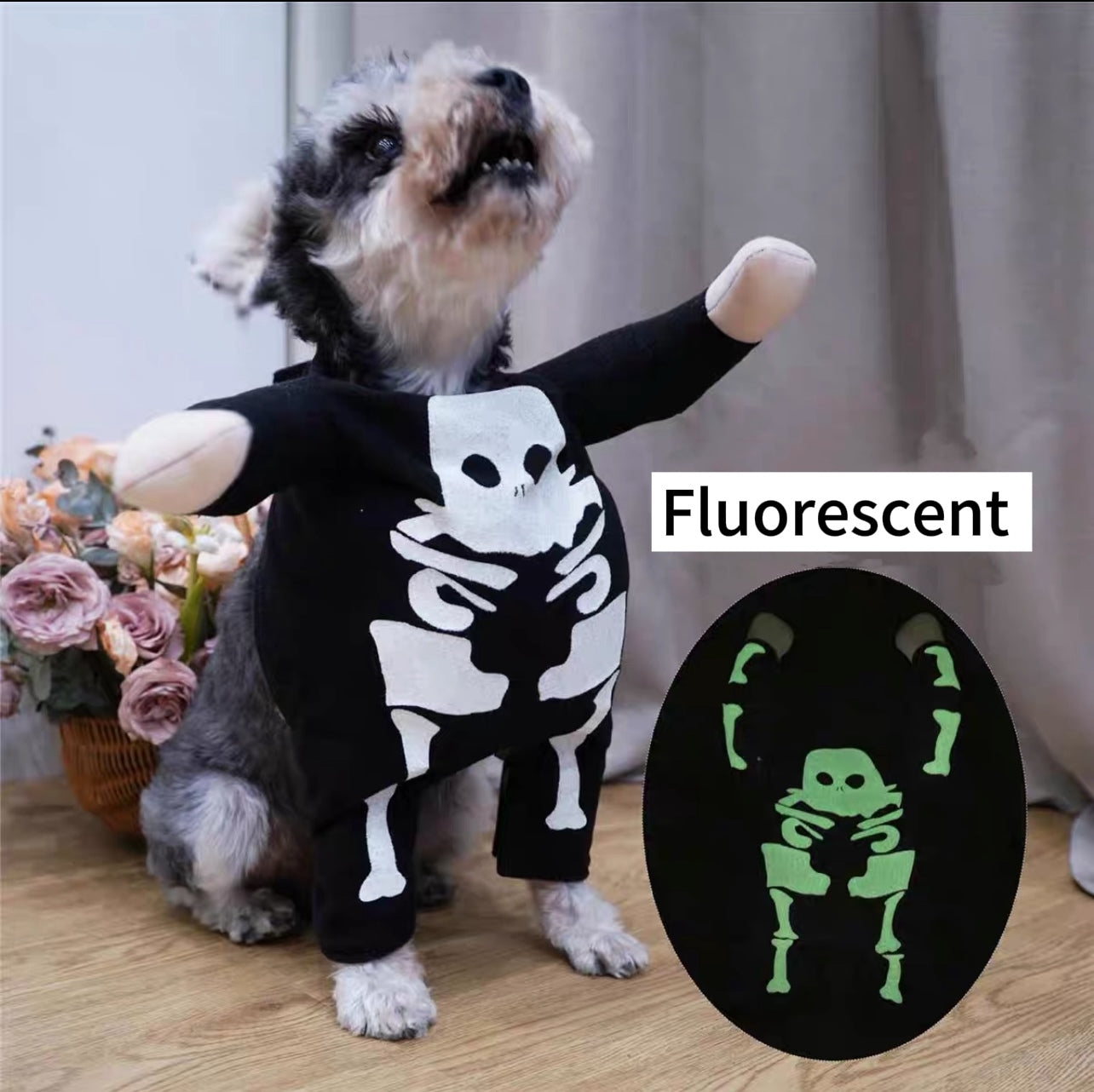 Fluorescent Bone Chiller Dog Costume